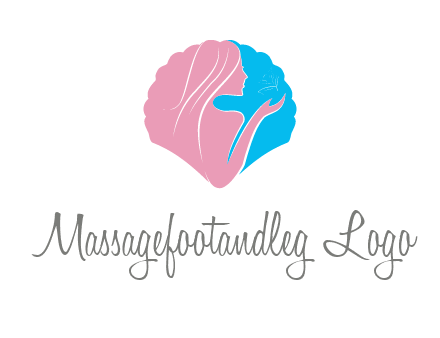 woman side profile and hand beauty logo icon