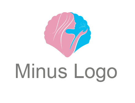 woman side profile and hand beauty logo icon