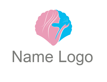 woman side profile and hand beauty logo icon