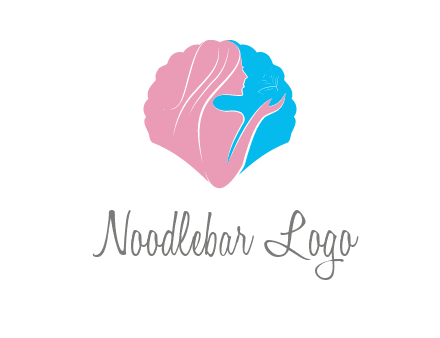 woman side profile and hand beauty logo icon