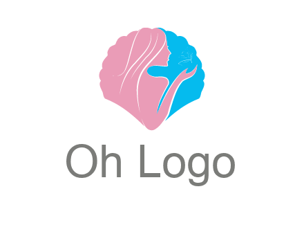 woman side profile and hand beauty logo icon