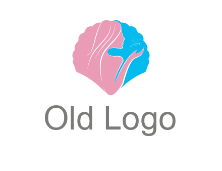 woman side profile and hand beauty logo icon
