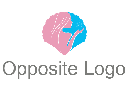 woman side profile and hand beauty logo icon