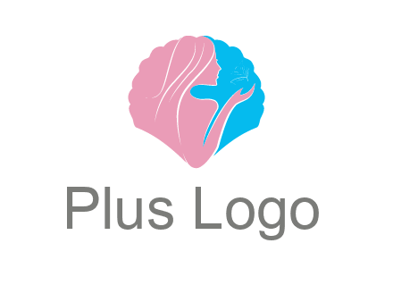 woman side profile and hand beauty logo icon