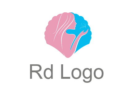woman side profile and hand beauty logo icon