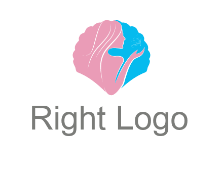woman side profile and hand beauty logo icon