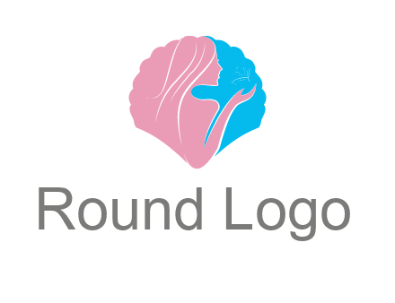 woman side profile and hand beauty logo icon