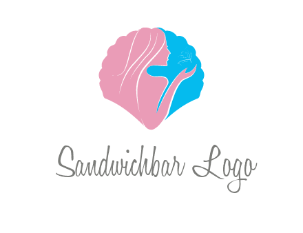 woman side profile and hand beauty logo icon