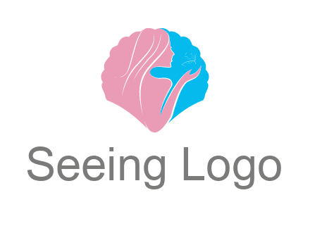 woman side profile and hand beauty logo icon