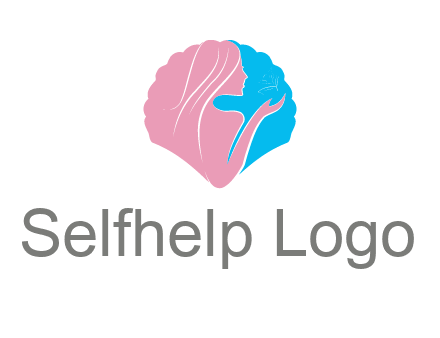 woman side profile and hand beauty logo icon