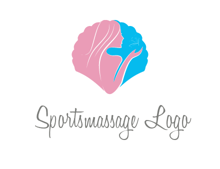 woman side profile and hand beauty logo icon