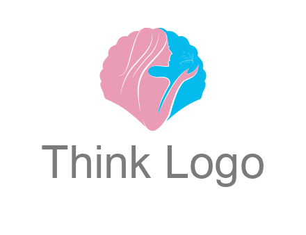 woman side profile and hand beauty logo icon