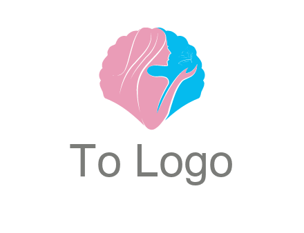 woman side profile and hand beauty logo icon