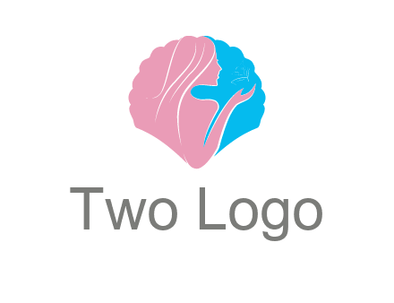 woman side profile and hand beauty logo icon