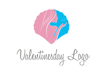 woman side profile and hand beauty logo icon