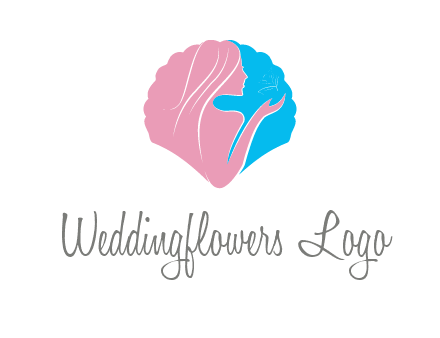 woman side profile and hand beauty logo icon