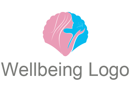 woman side profile and hand beauty logo icon