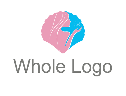 woman side profile and hand beauty logo icon