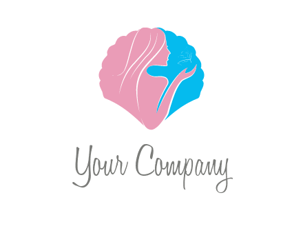 woman side profile and hand beauty logo icon
