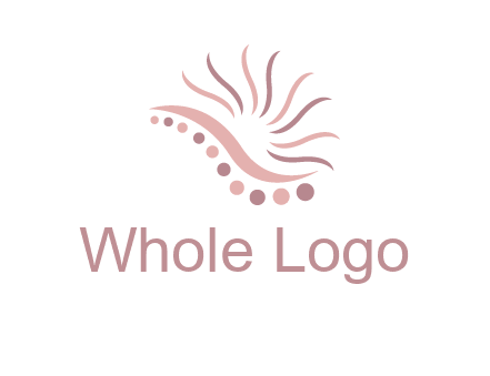 swoosh with circles and abstract sun 