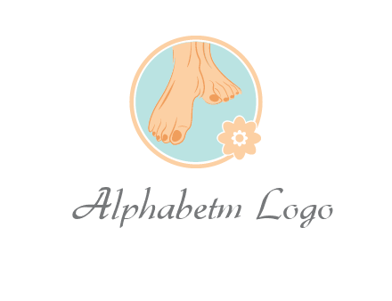 manicured feet and flower in circle spa logo