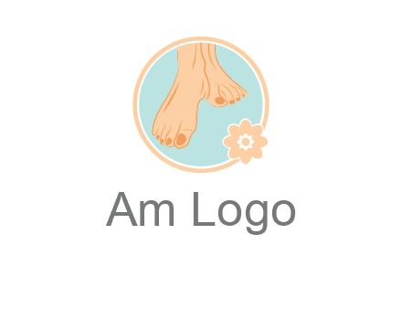manicured feet and flower in circle spa logo