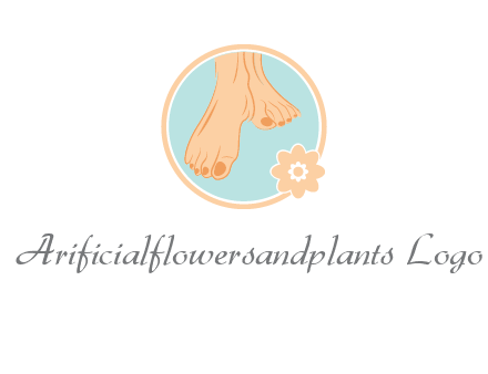 manicured feet and flower in circle spa logo
