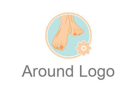 manicured feet and flower in circle spa logo