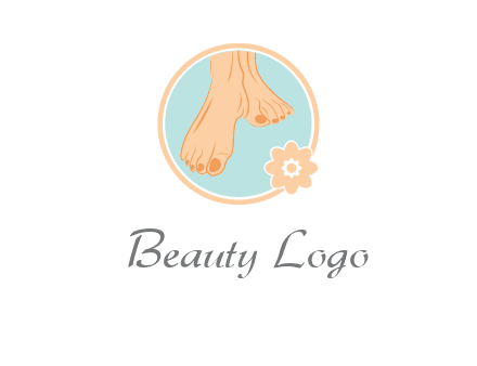 manicured feet and flower in circle spa logo