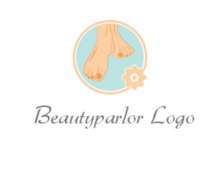 manicured feet and flower in circle spa logo