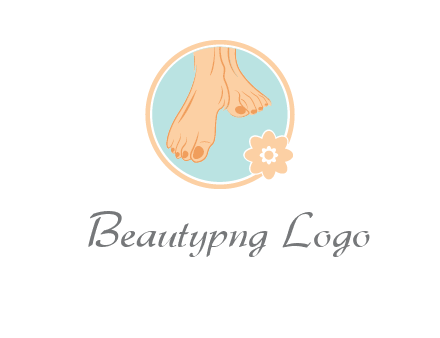 manicured feet and flower in circle spa logo