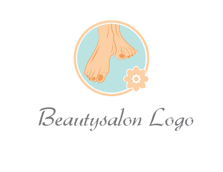 manicured feet and flower in circle spa logo
