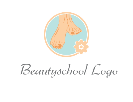 manicured feet and flower in circle spa logo