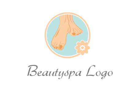 manicured feet and flower in circle spa logo