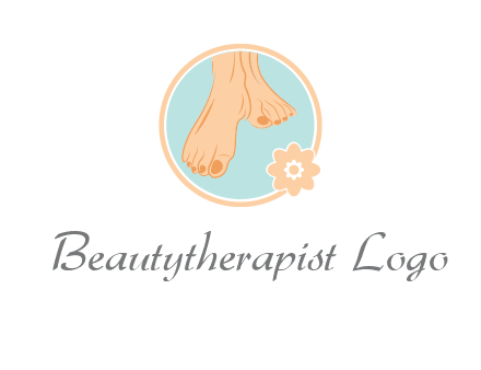 manicured feet and flower in circle spa logo