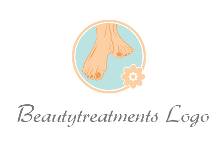 manicured feet and flower in circle spa logo