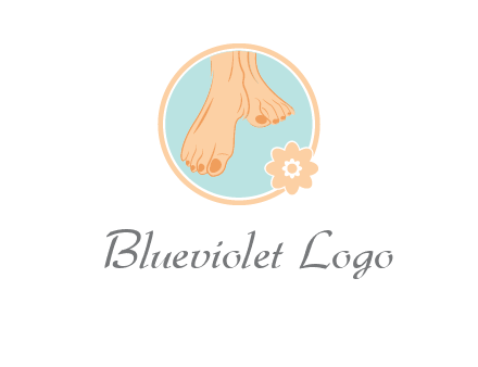 manicured feet and flower in circle spa logo