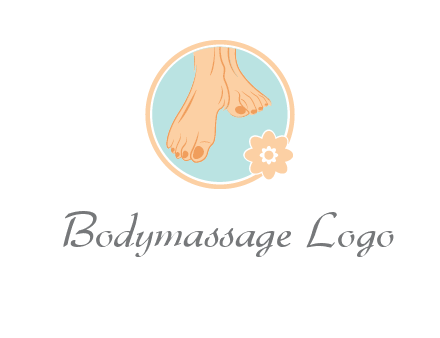 manicured feet and flower in circle spa logo