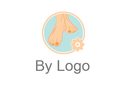 manicured feet and flower in circle spa logo