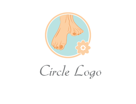 manicured feet and flower in circle spa logo