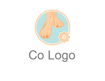 manicured feet and flower in circle spa logo