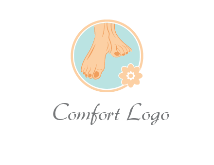 manicured feet and flower in circle spa logo