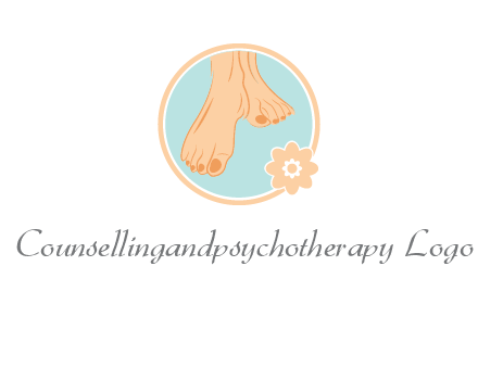 manicured feet and flower in circle spa logo