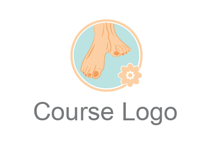 manicured feet and flower in circle spa logo