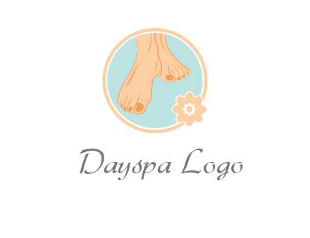 manicured feet and flower in circle spa logo