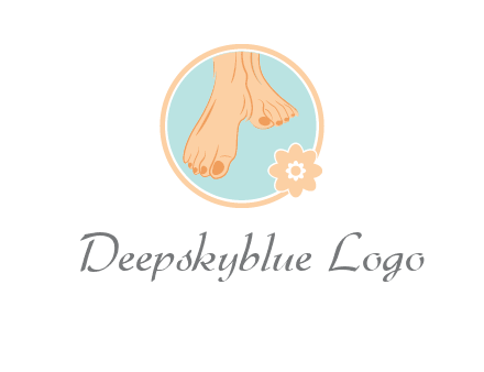 manicured feet and flower in circle spa logo