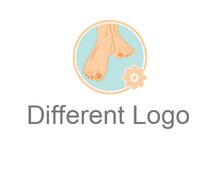 manicured feet and flower in circle spa logo