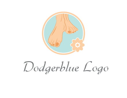 manicured feet and flower in circle spa logo