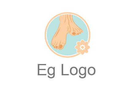 manicured feet and flower in circle spa logo