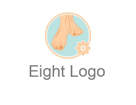 manicured feet and flower in circle spa logo
